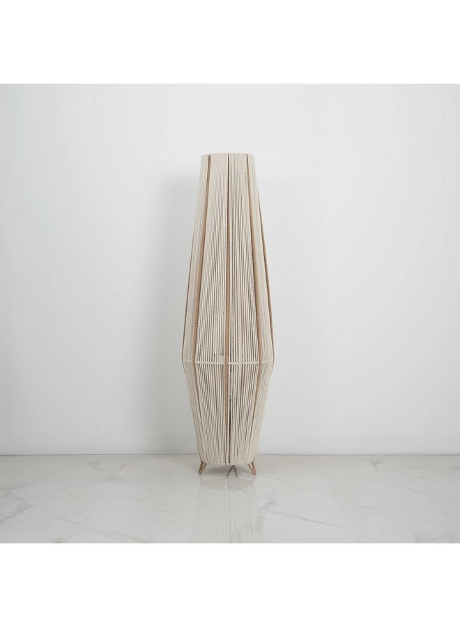 تبس هوم لمب مصباح أرضي من خيوط المكرميه بلون اوف وايت بوهيمي لديكور المنزل - Image 2